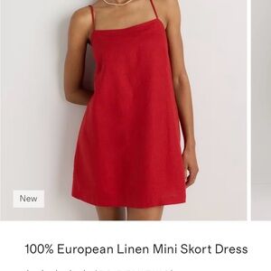 Red Linen Mini Skort Dress
